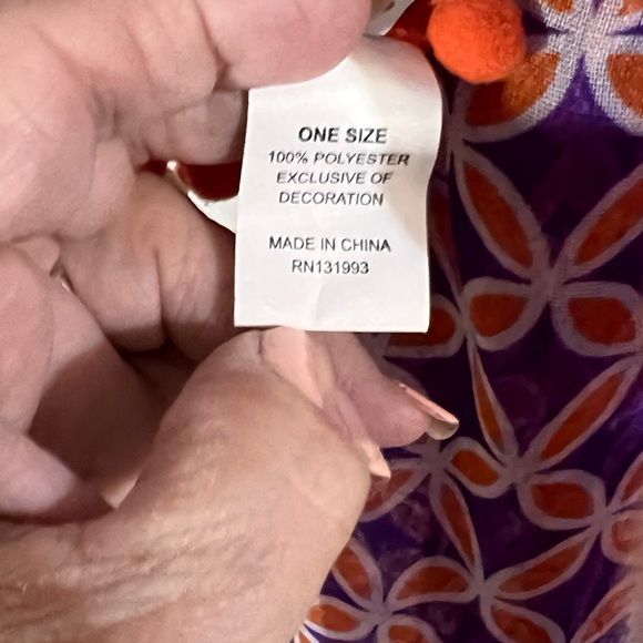 Scarf. EC. Orange and purple printed sheer scarf - Picture 4 of 6